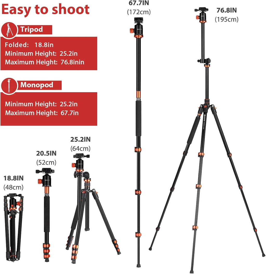 76 Inch Aluminium Tripod with 360 Degree Ball Head Q115345