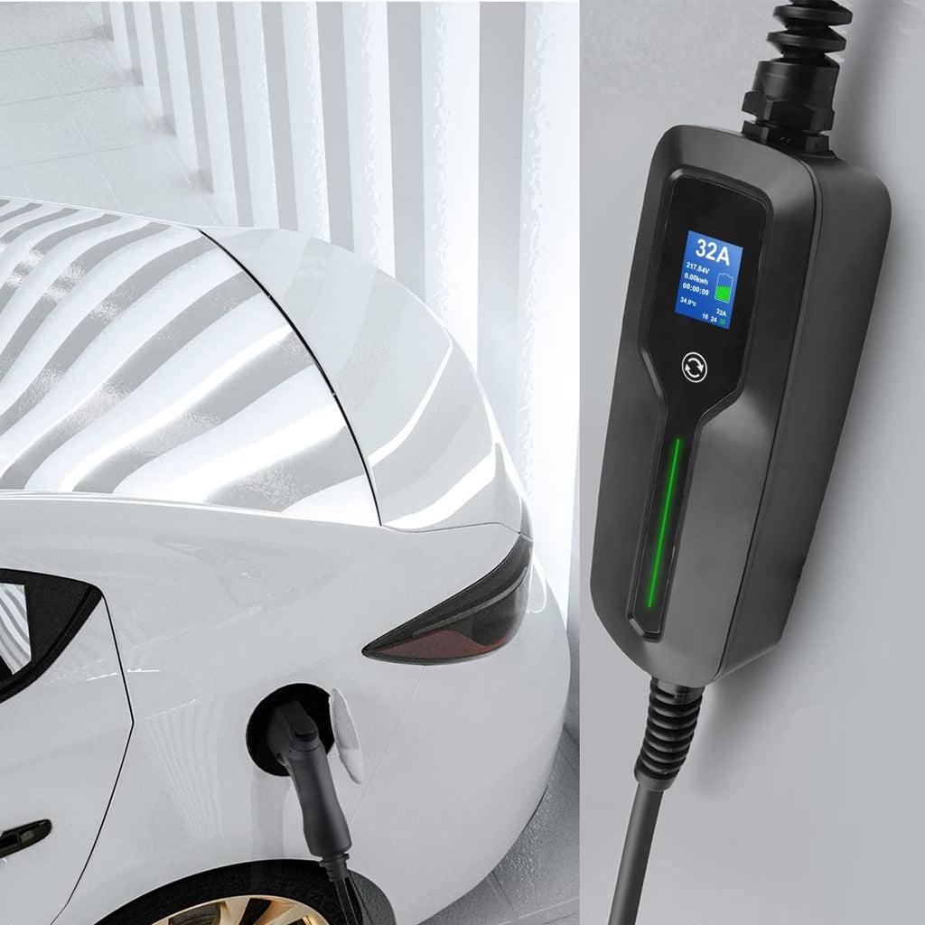 Level 2 EV Charger, 220V 32 Amp 7.68kW, Type 1 & NEMA 14-50 Plug, 25ft Cable H942
