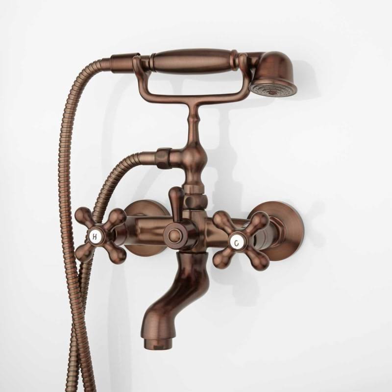 Wall Mounted Roman Tub Filler Faucet with Telephone Style Hand Shower Oil Rubbed Bronze O93430