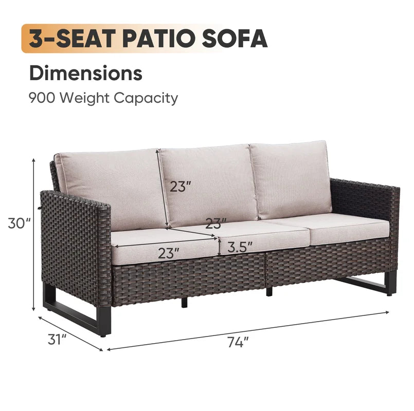 Beige 3-Seat Patio Sofa with Cushions A48238
