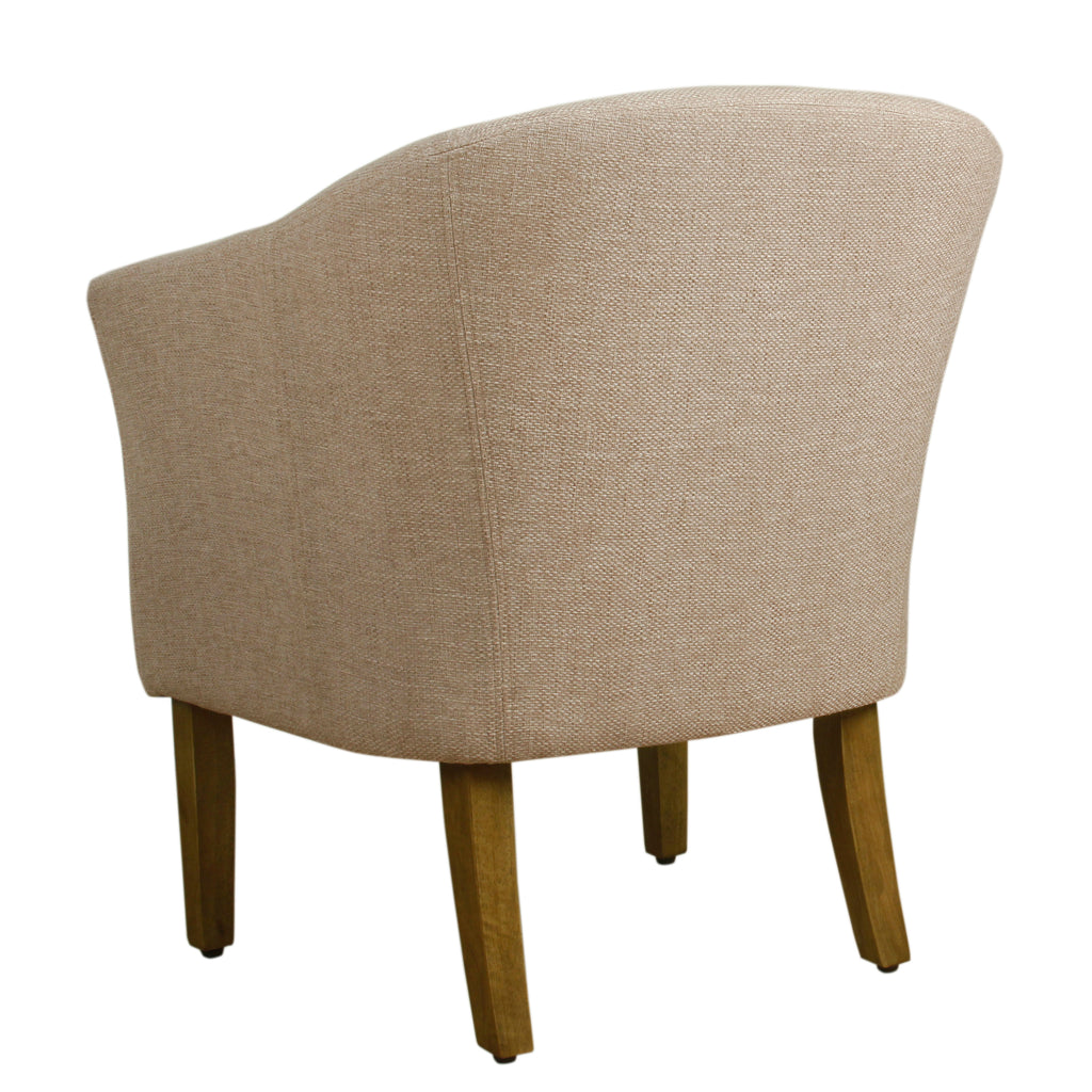 Cream and Brown Fabric Upholstered Wooden Accent Chair J320