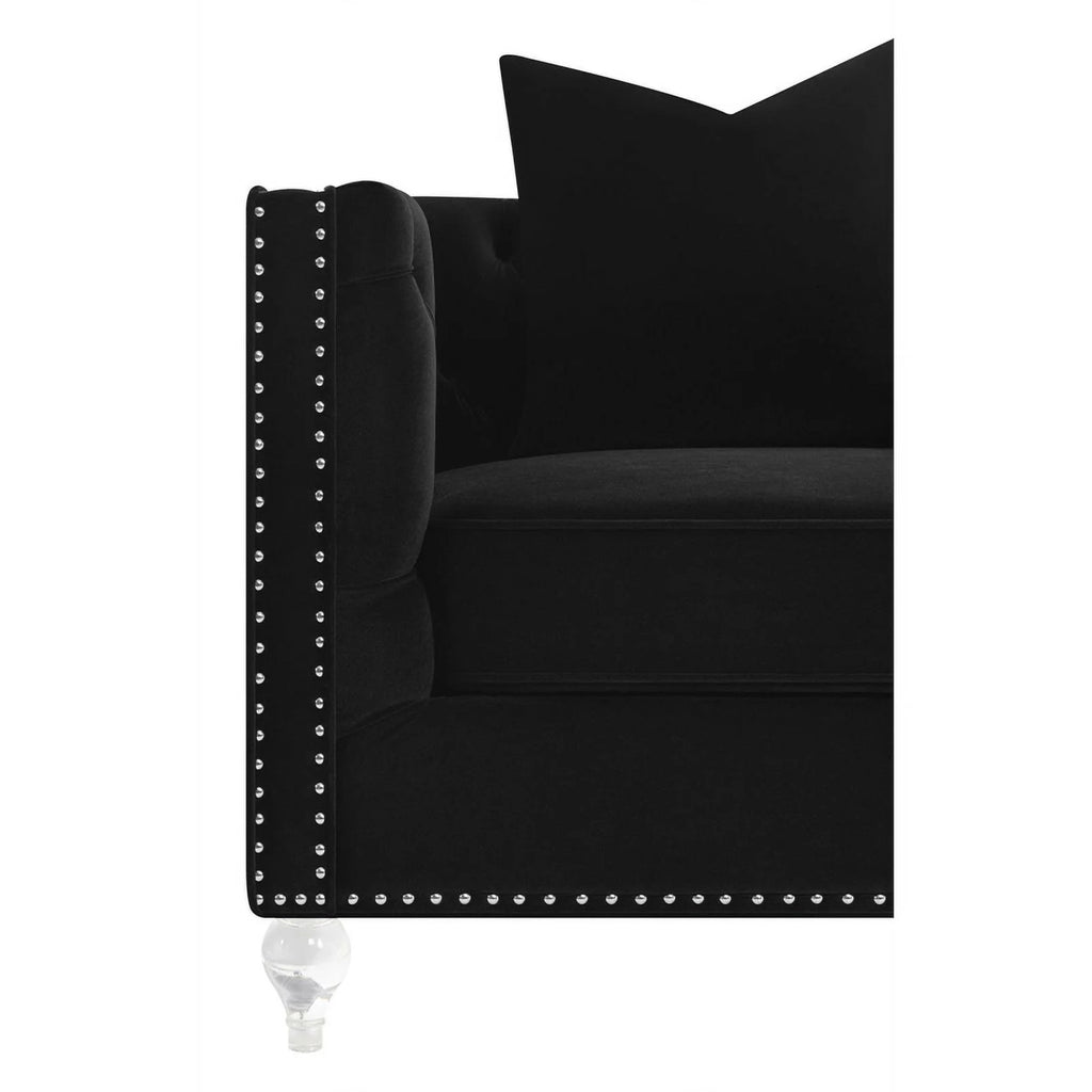 Black Velvet Tufted Arm Loveseat X263867