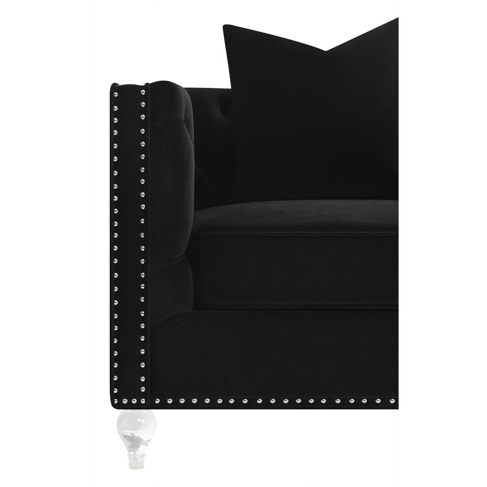 Black Velvet Tufted Arm Loveseat X263867