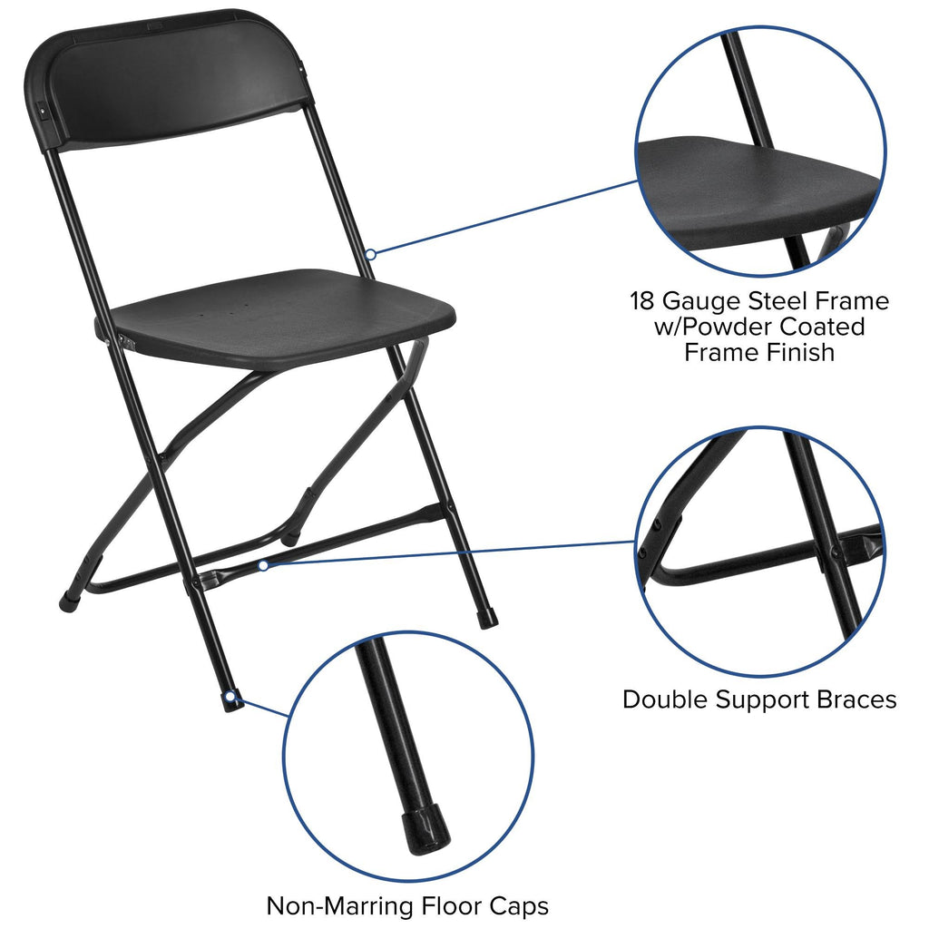 Black Plastic Folding Chair 6 Pack I7013