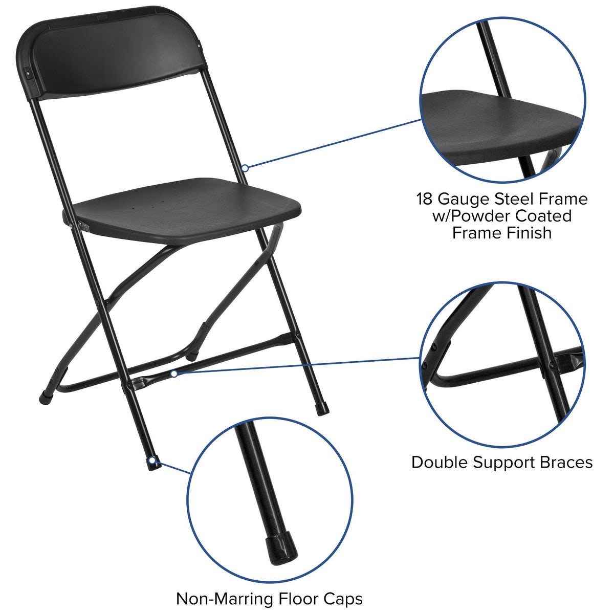 Black Plastic Folding Chair 6 Pack I7013