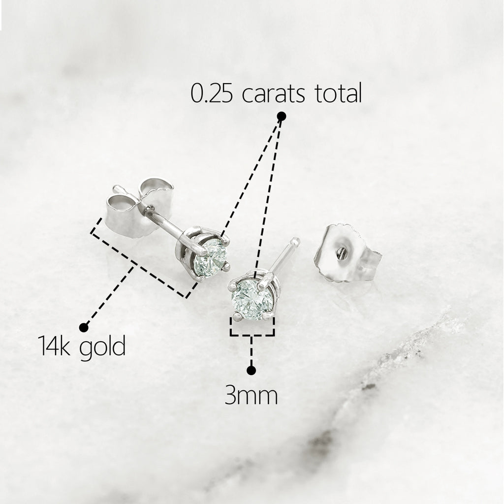1/4 Carat Lab Grown Diamond Stud Earrings in 14k White Gold with 4-Prong Setting E38192