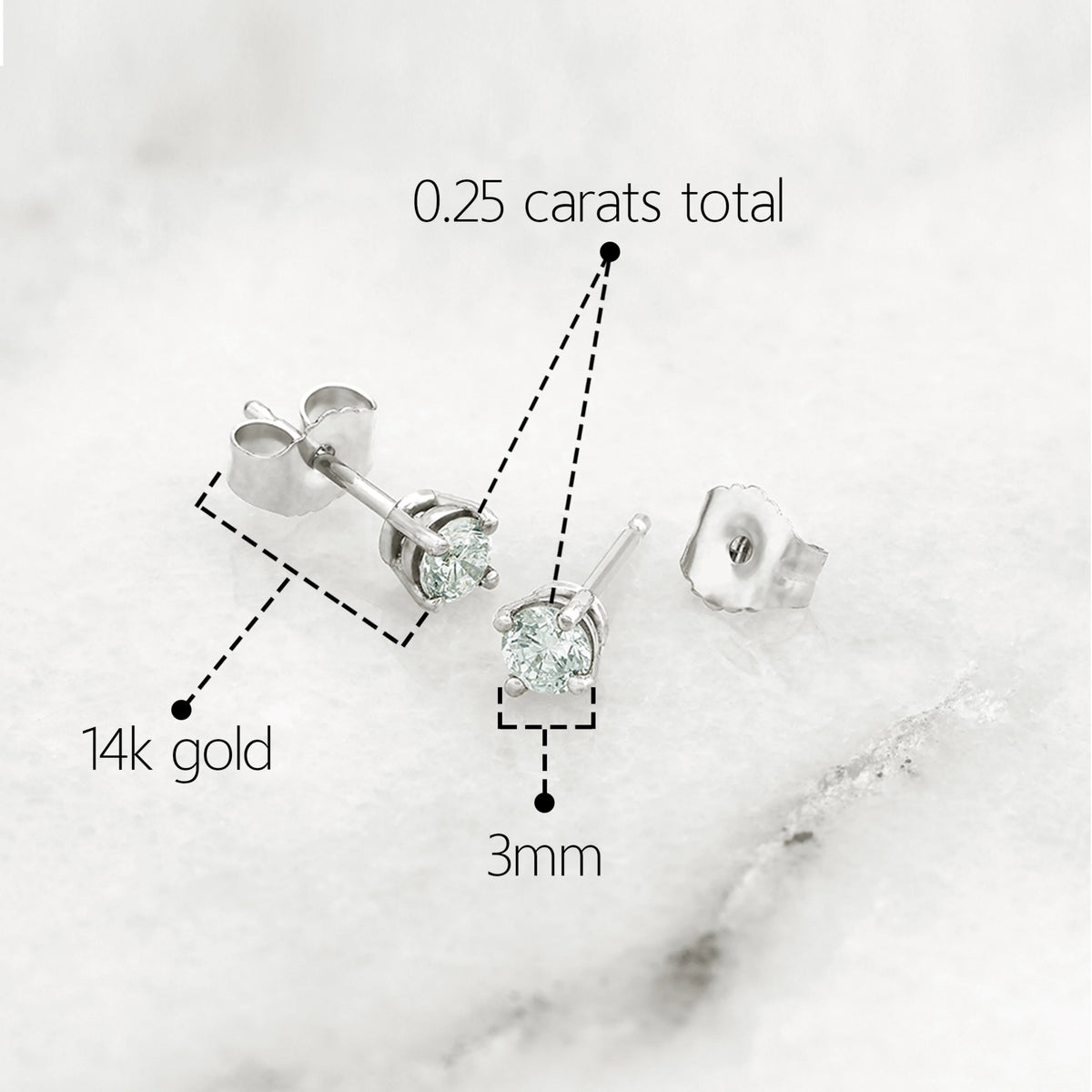 1/4 Carat Lab Grown Diamond Stud Earrings in 14k White Gold with 4-Prong Setting E38192
