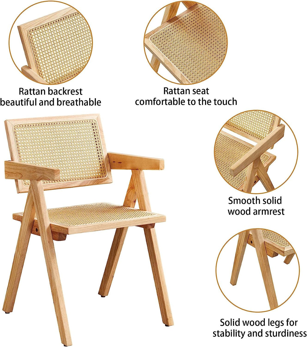 Rattan Cane Dining Chair with Wood Base S452694