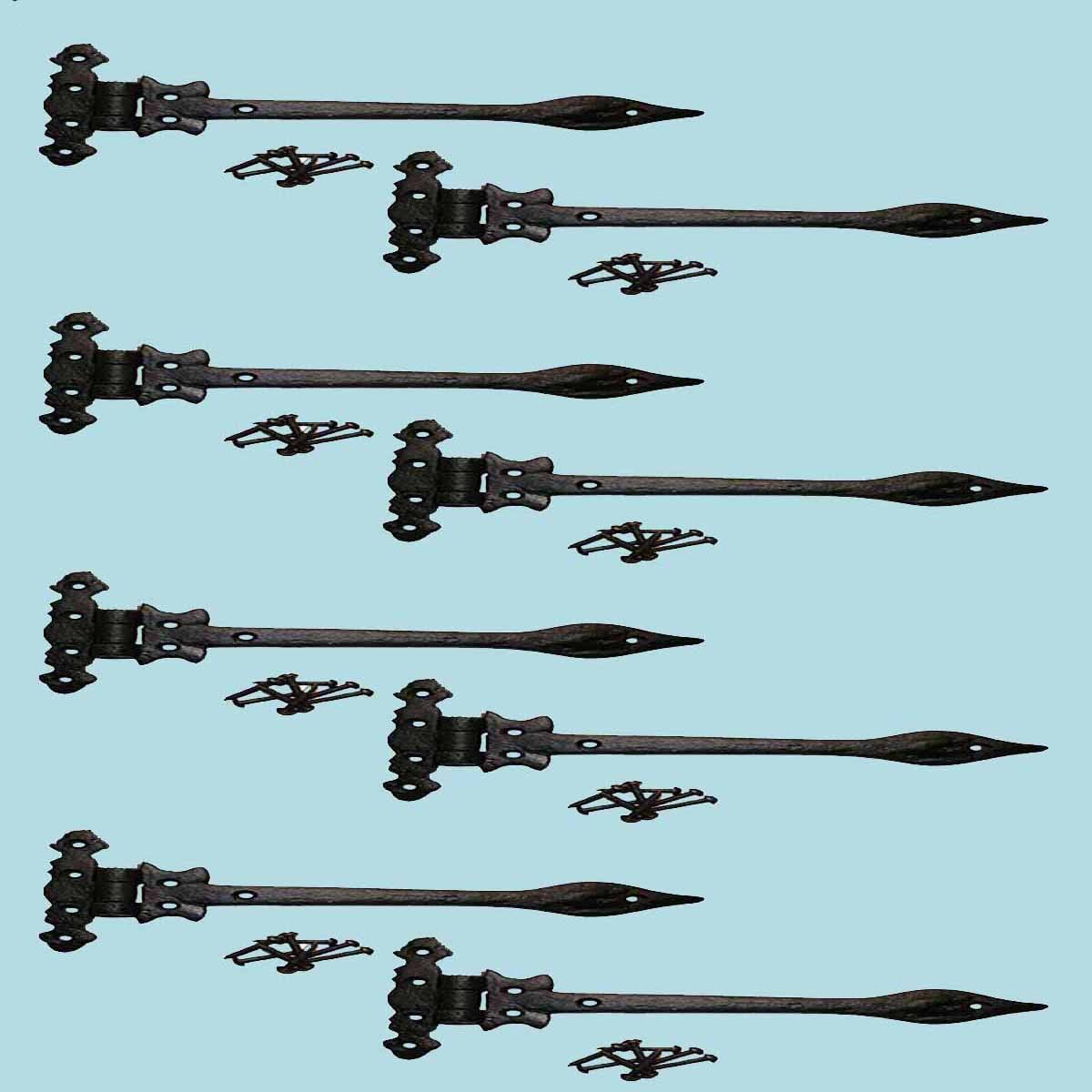 8 Strap Hinges Wrought Iron Spear Tip 11-3/4x22 Z8063