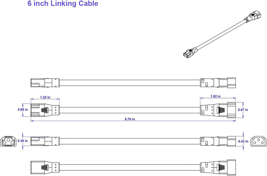 Black 12 inch Connector Linking Cable for LED Under Cabinet Lighting Fixtures X469116