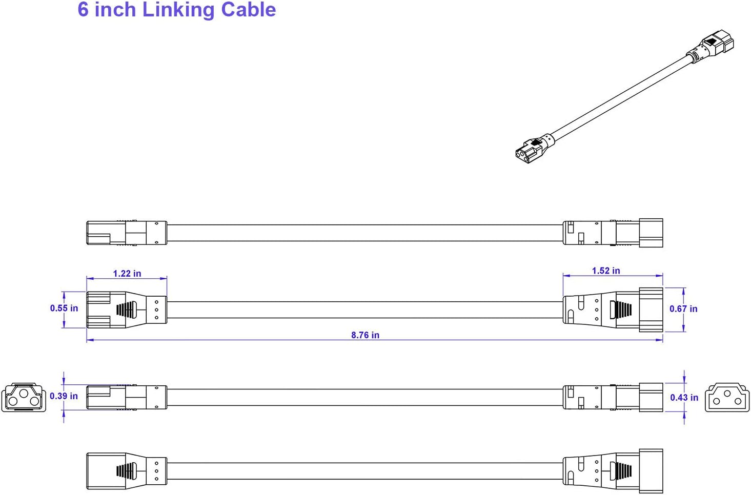 Black 12 inch Connector Linking Cable for LED Under Cabinet Lighting Fixtures X469116