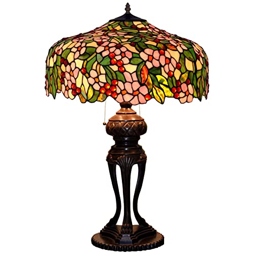 Peach Stained Glass 3-Light Table Lamp D8222