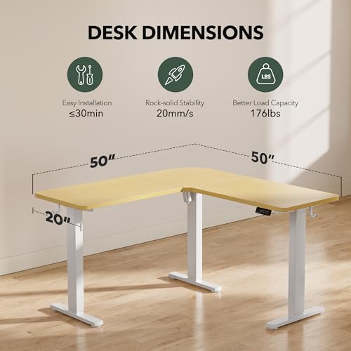 White L Shaped Electric Height Adjustable Desk T85328