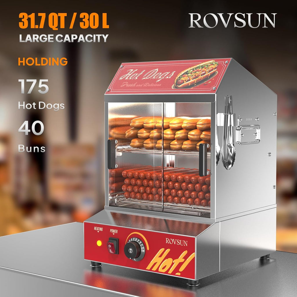 31.7QT 30L 2-Tier Hot Dog Steamer with Removable Shelves I270996