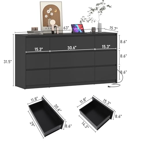 White 9 Drawer Wood Dresser Y40146
