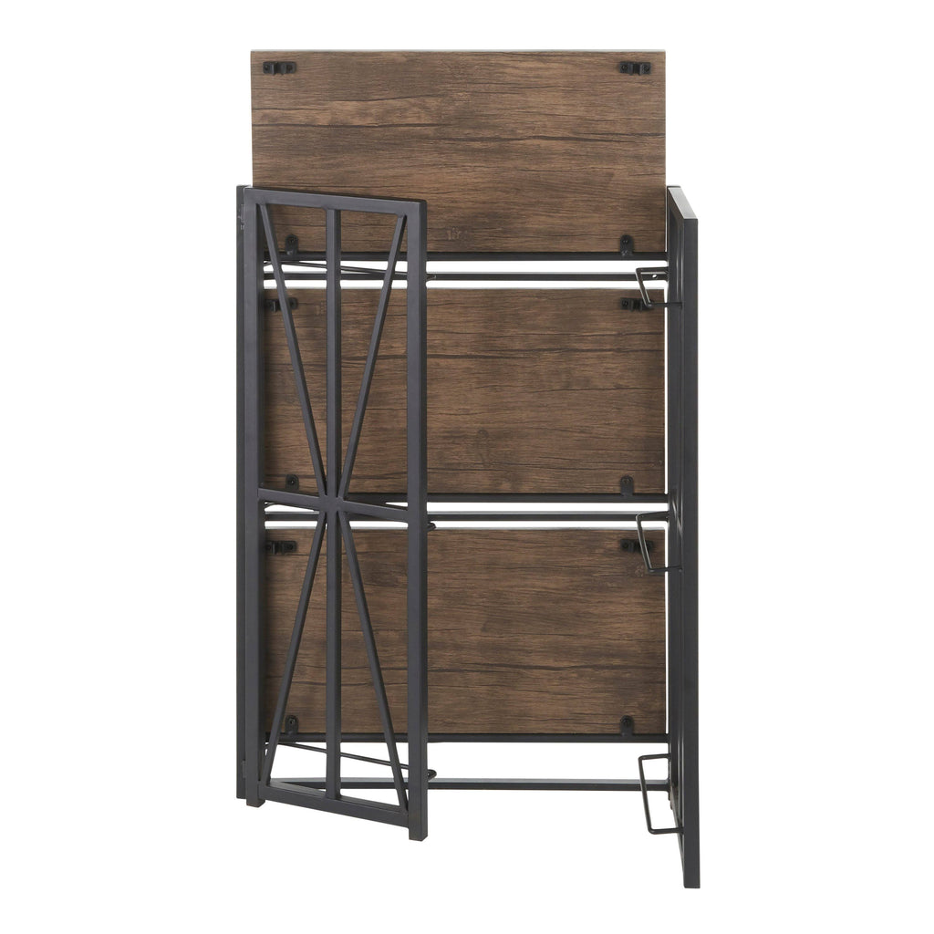 Brown Wood Black Metal Bookcase A980887