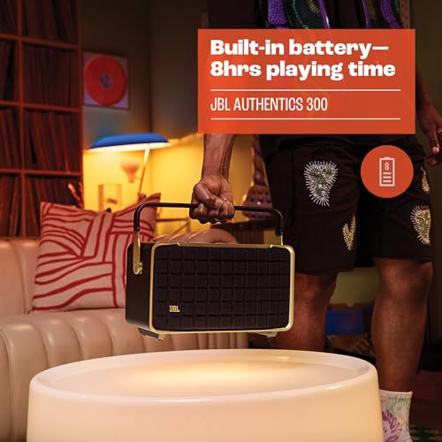 Retro Style Smart Home Speaker with Wi-Fi, Bluetooth and Voice Assistants (Black/Gold) B696344