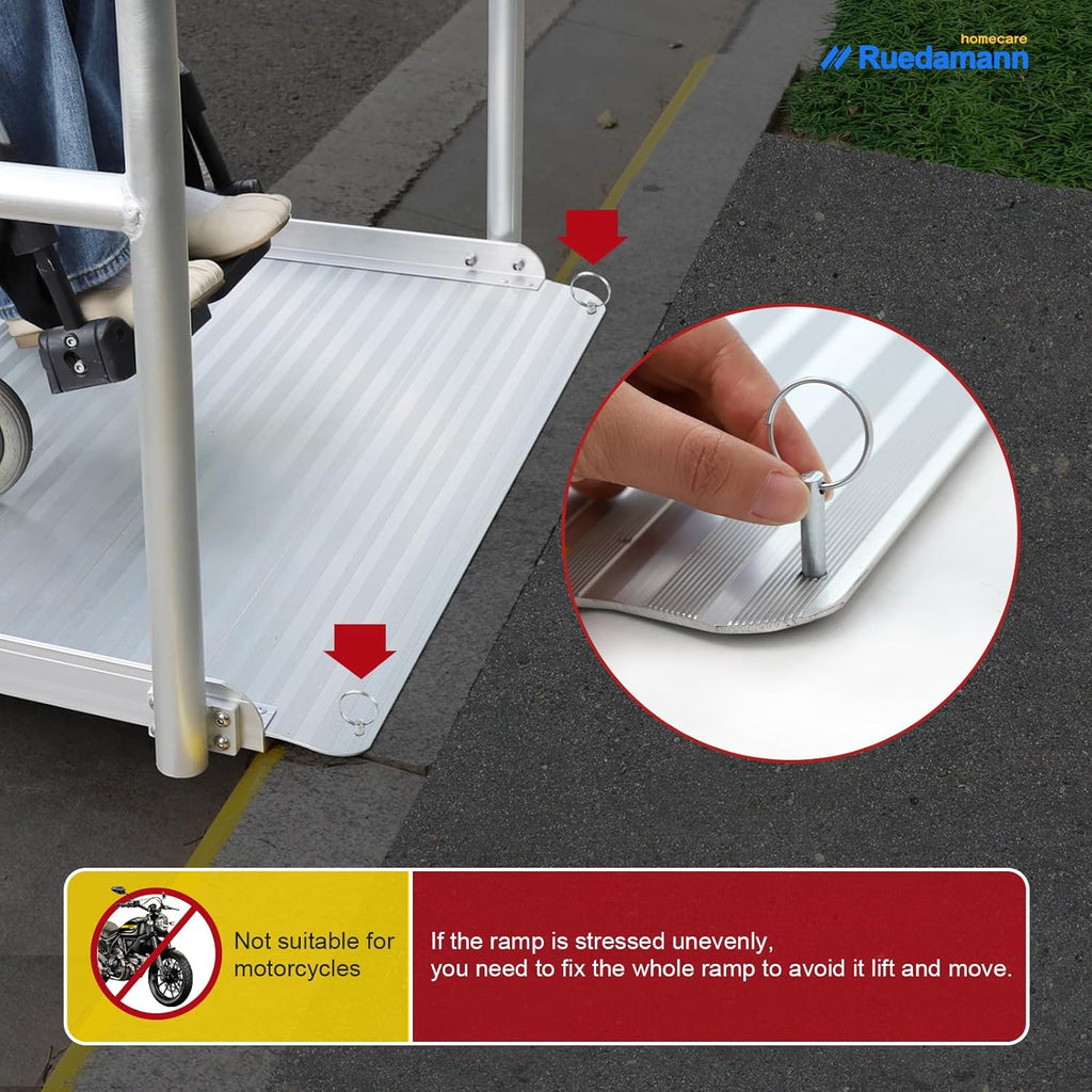 Aluminum Wheelchair Ramp with Handrails, 600 Lbs Capacity, Non-Slip U3504