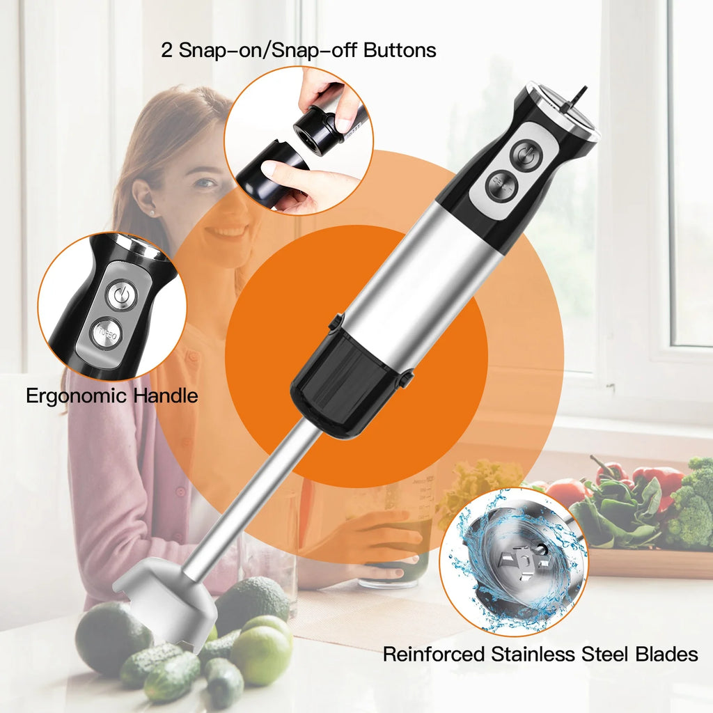 1000W 5 in 1 Stainless Steel Hand Blender with 12 Speeds K103999