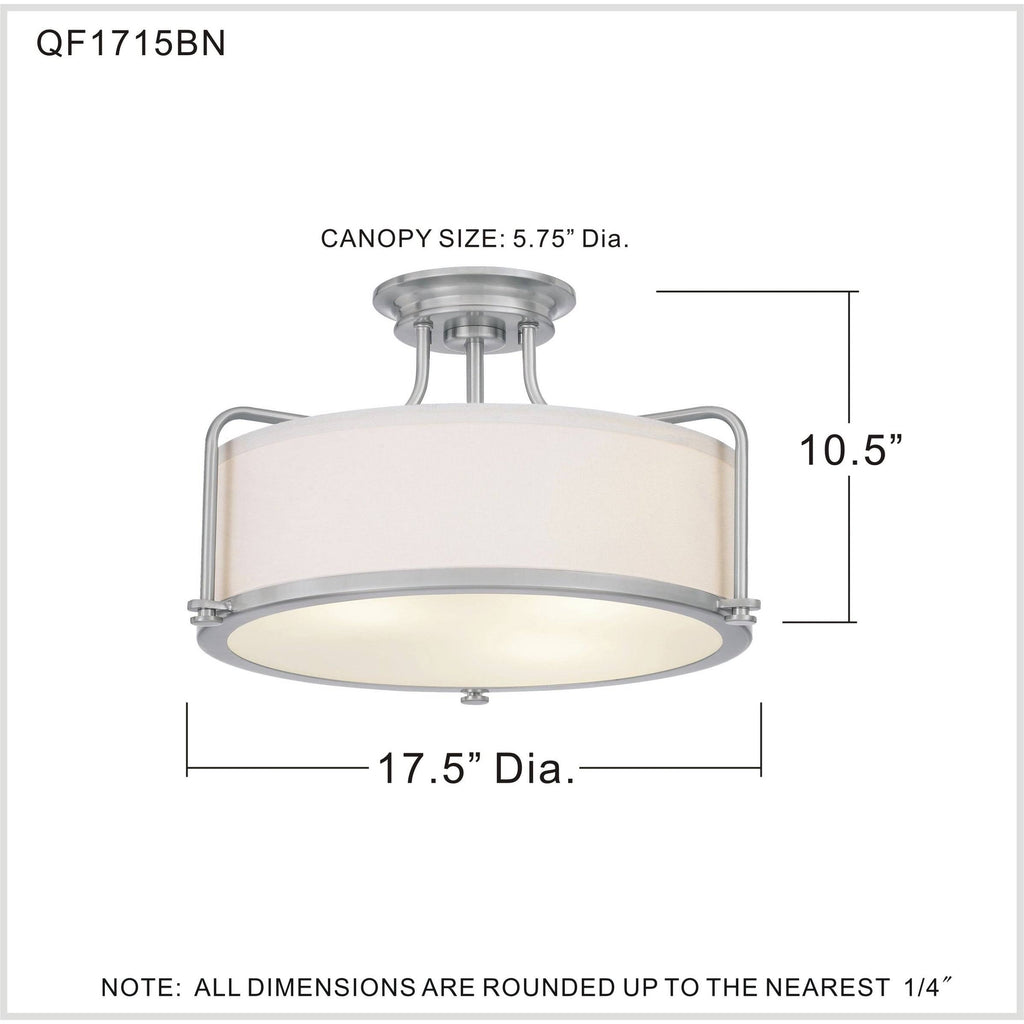 Brushed Nickel 3-Light Semi-Flush Mount E701