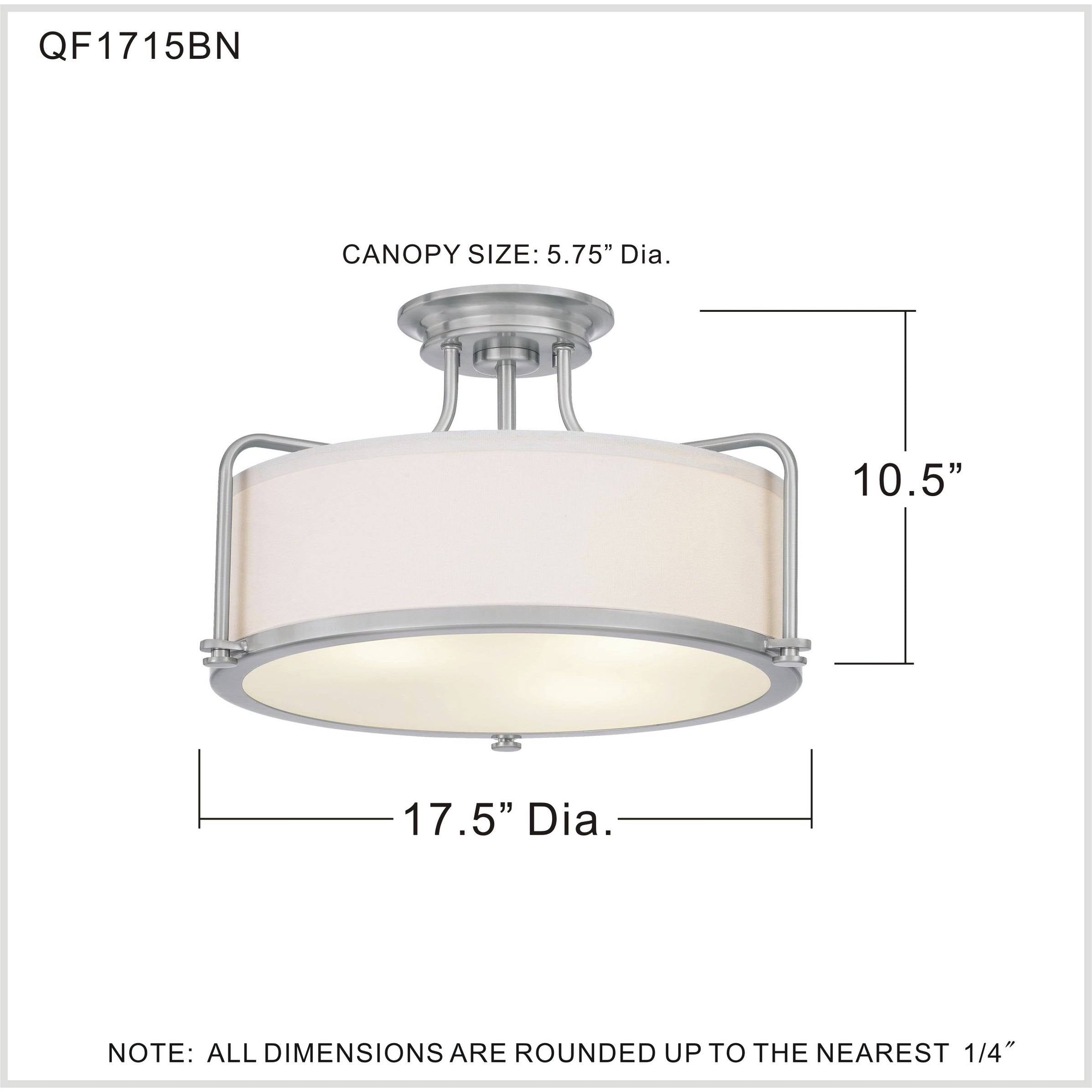 Brushed Nickel 3-Light Semi-Flush Mount E701