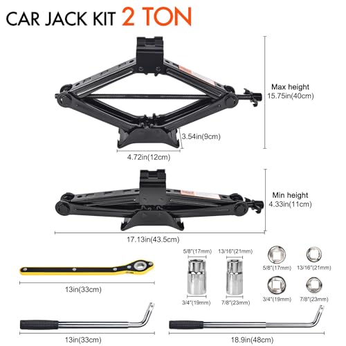 2 Ton Scissor Car Jack Kit with Lug Wrench T9690
