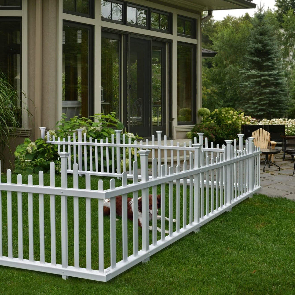 42" H x 92" W Lightweight Portable Vinyl Picket Fence Kit, 2 Panels R7030