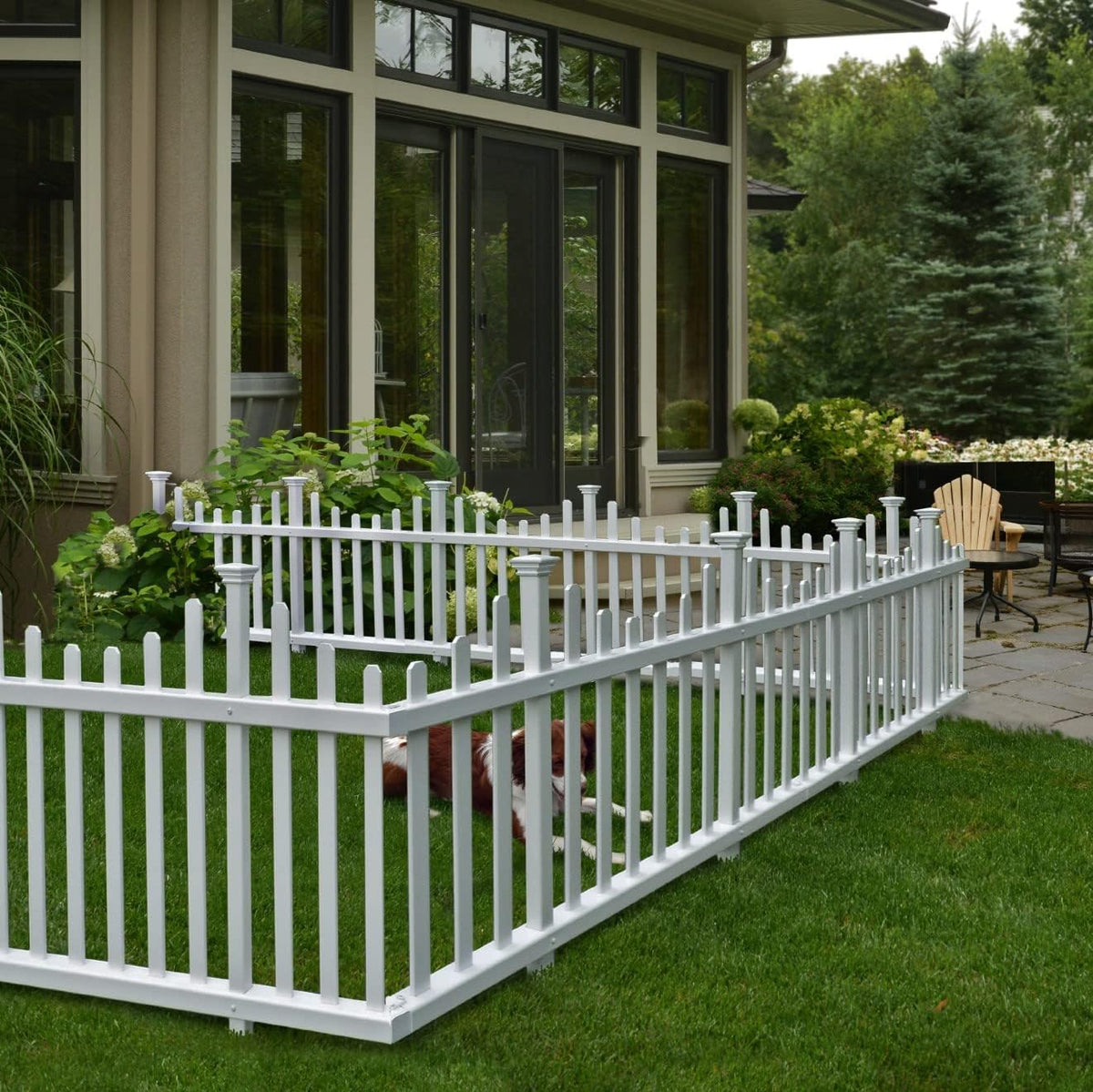 42" H x 92" W Lightweight Portable Vinyl Picket Fence Kit, 2 Panels R7030