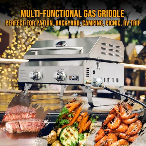 2-Burner Tabletop Propane Gas Griddle, Stainless Steel U62037