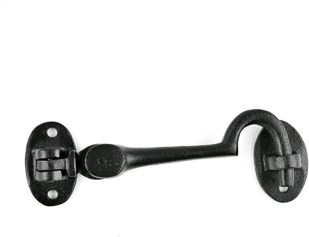 Black Wrought Iron Cabin Hook Eye Bolt 4 Swivel Style Reversible Privacy Hook Latches with Screws Pack of 10 J491314