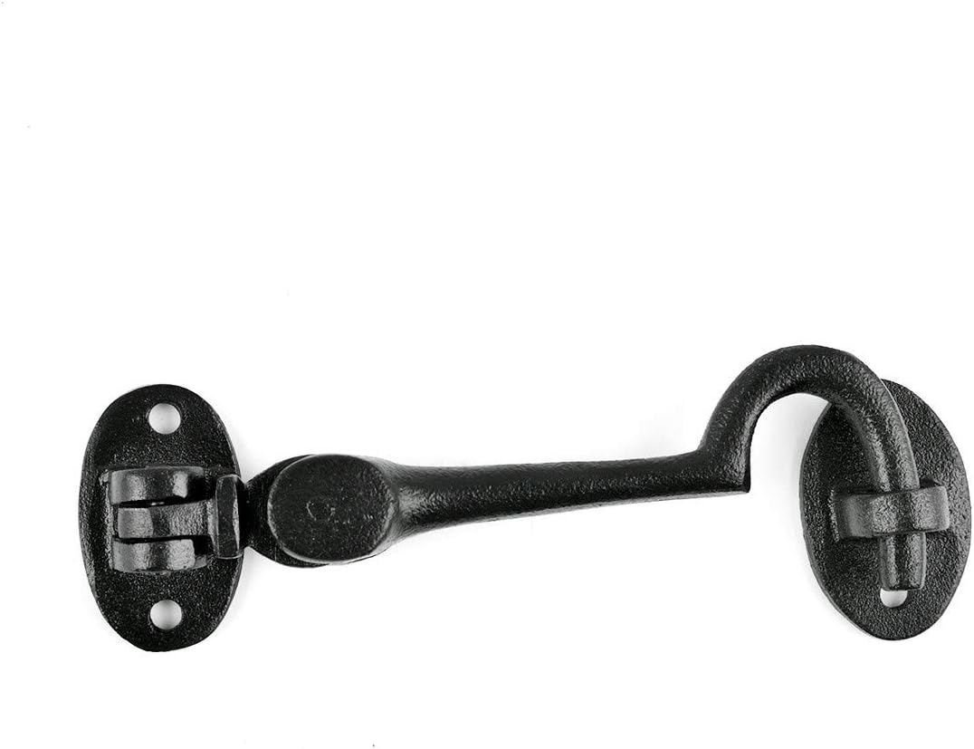 Black Wrought Iron Cabin Hook Eye Bolt 4 Swivel Style Reversible Privacy Hook Latches with Screws Pack of 10 J491314
