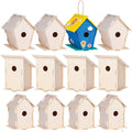 12 Wooden Birdhouse Crafts for Kids with Paint Strips, Paintbrushes & Stickers A99802