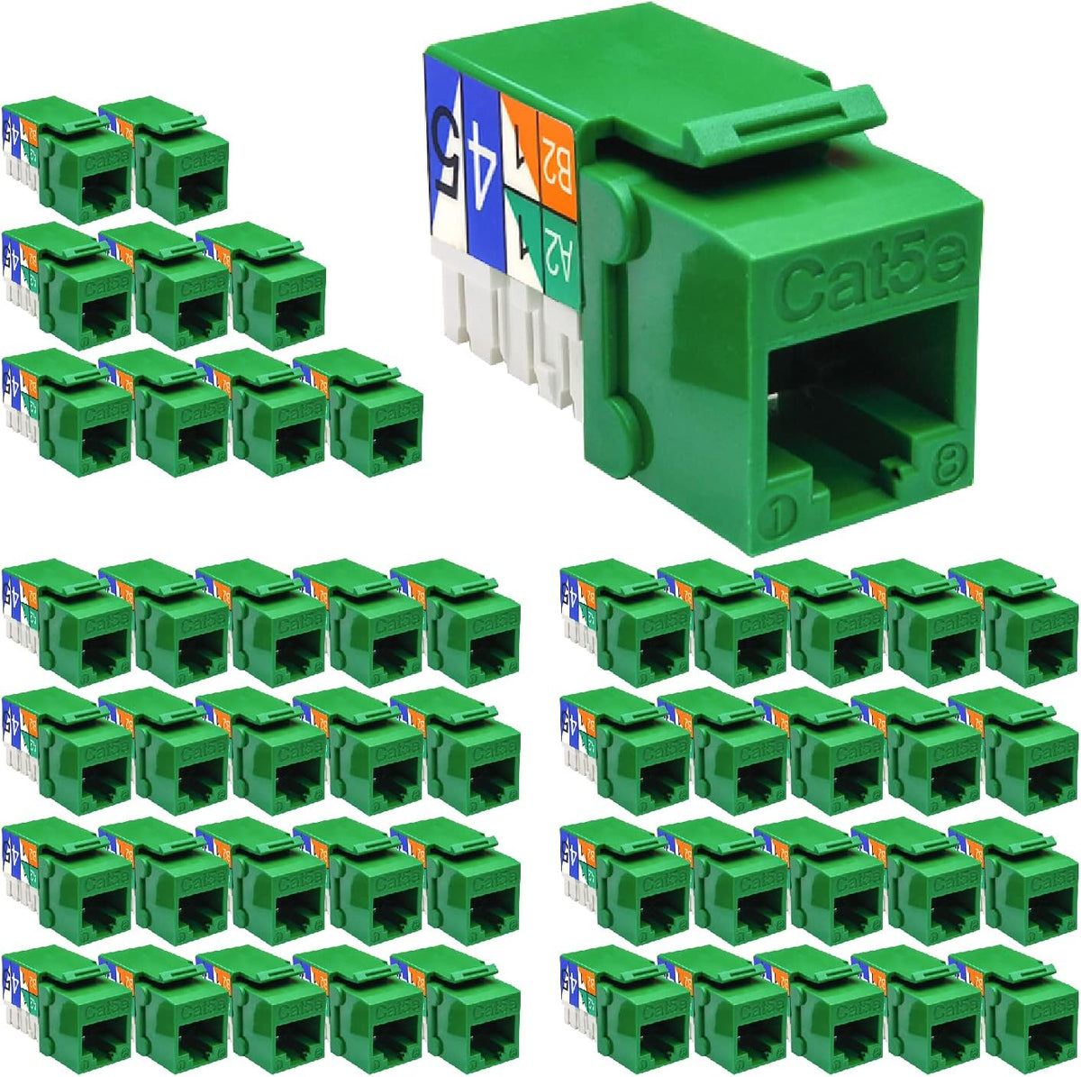 Cat.5E RJ45 Keystone Jacks, 50-Pack, Orange U5174