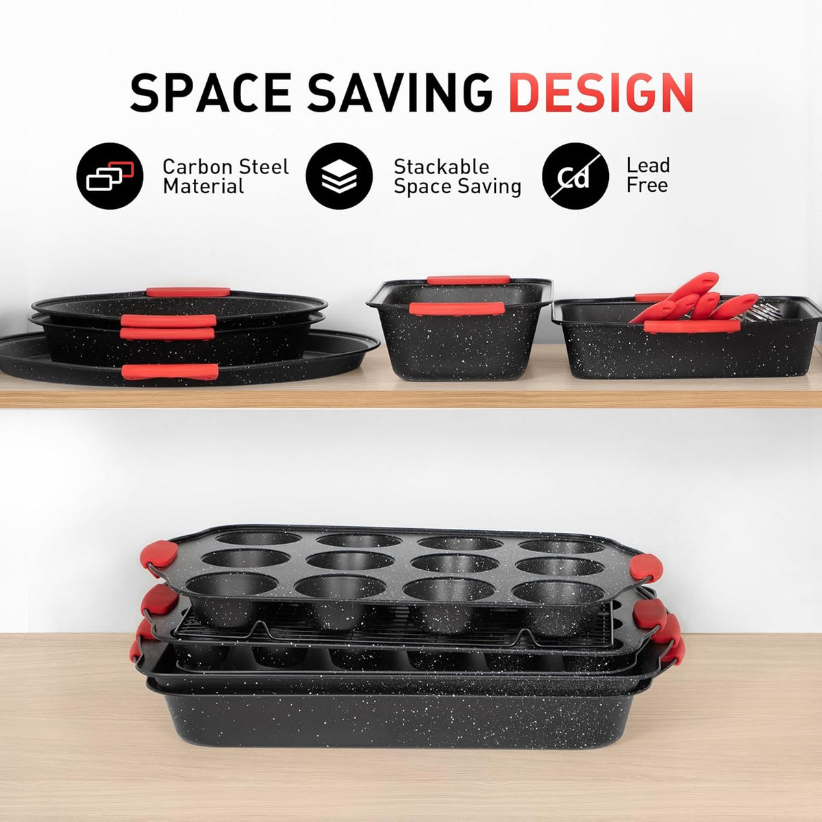 18-Piece Nonstick Carbon Steel Black Baking Pans Set R31378