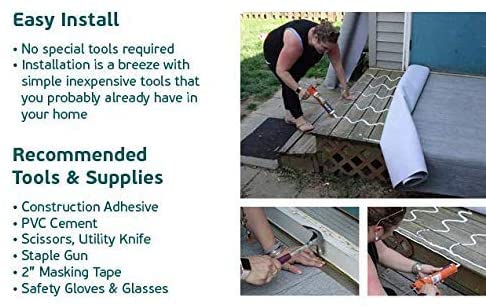 Grey Oak Wood Waterproof Outdoor Flooring Roll 6' x 12' 72 sq.ft A72404