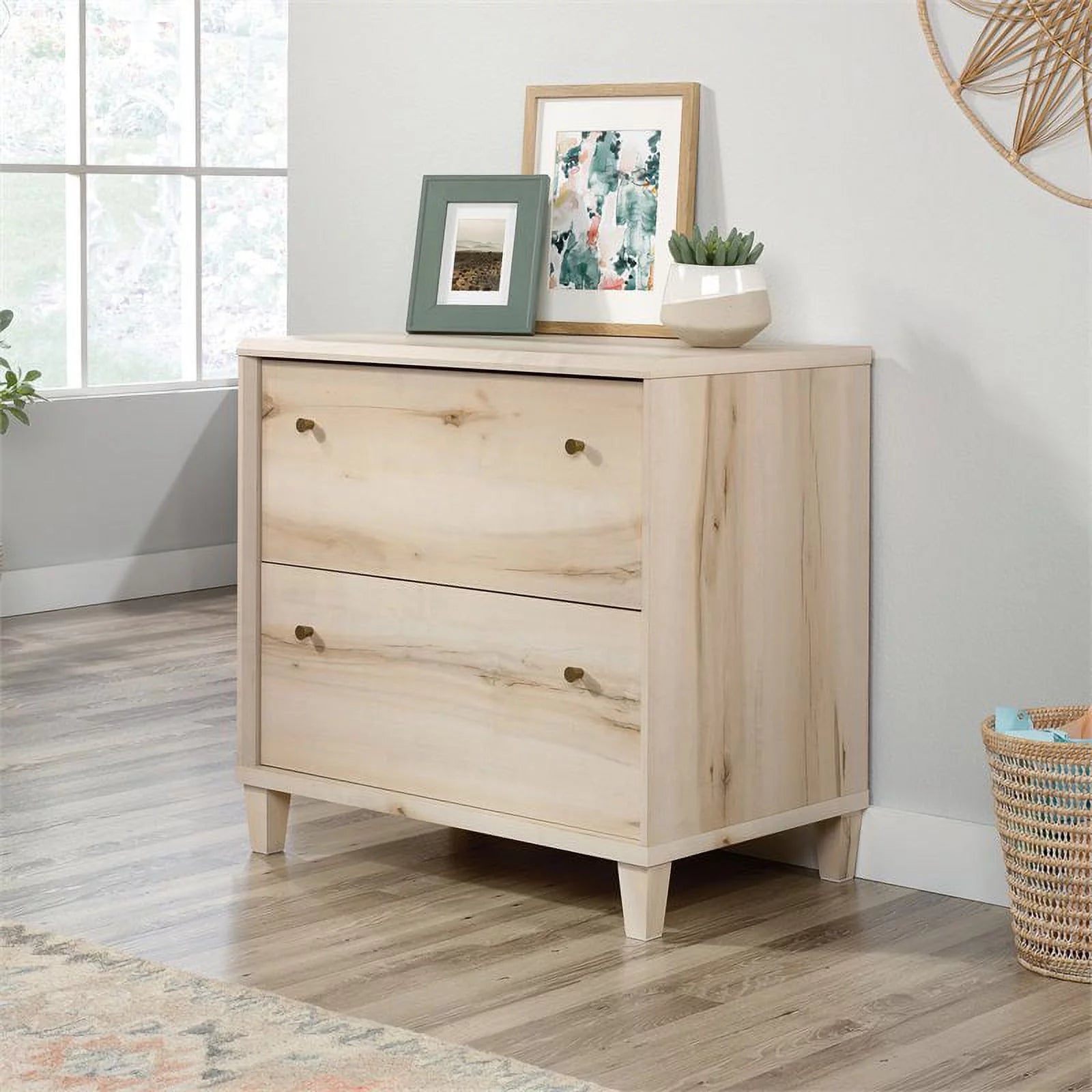 Contemporary Engineered Wood Lateral File Cabinet in Maple A5030