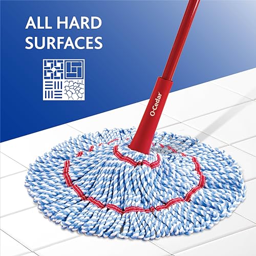 Microfiber Twist Mop with 2 Extra Refills, 18-Inch Mop Head X1160