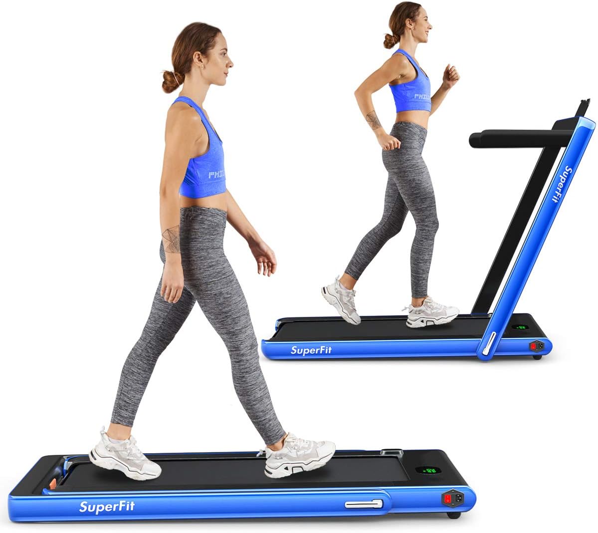 2 in 1 Folding Treadmill with Bluetooth Speaker and LED Display I489