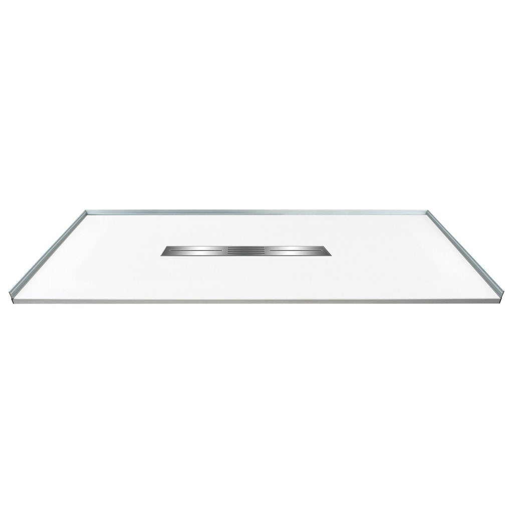 White 63-in Shower Base with Center Drain A95305