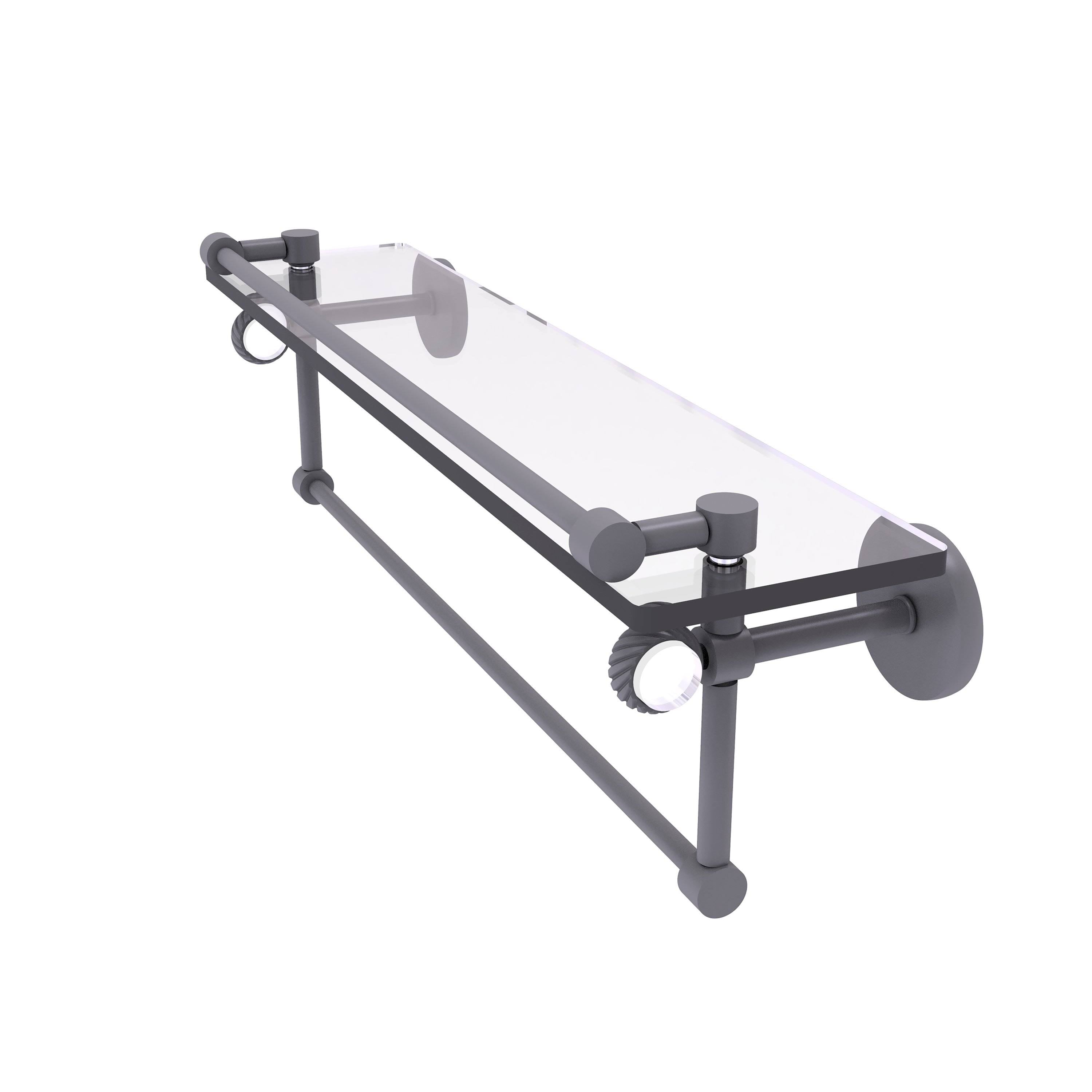Glass Shelf with Gallery Rail and Towel Bar - Matte Gray / 22 inch D212384