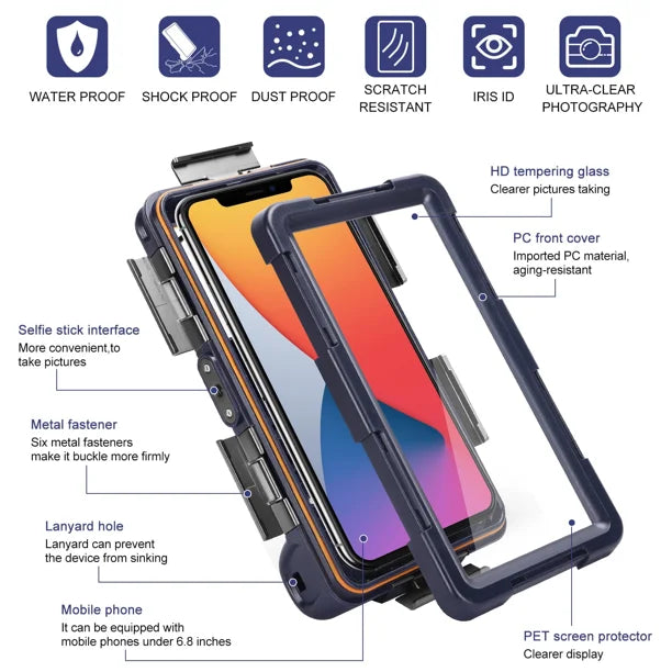Waterproof Underwater Housing Case for Phones Up to 6.9 Inch with Lanyard A10527