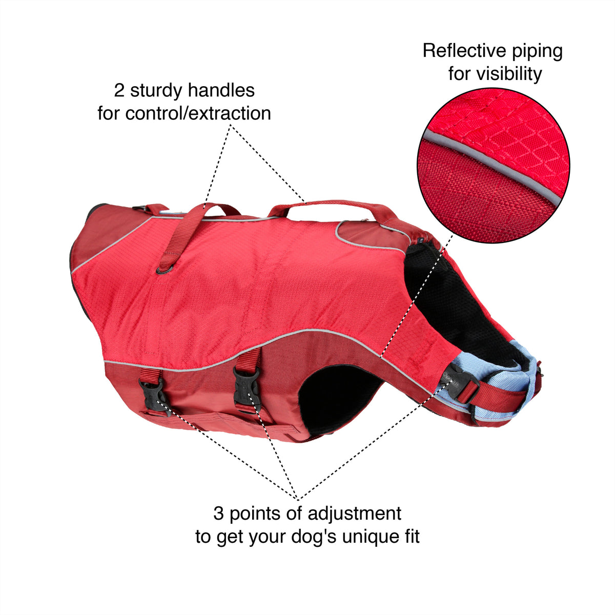 Chili Red Reflective Dog Life Jacket (Medium) E96869
