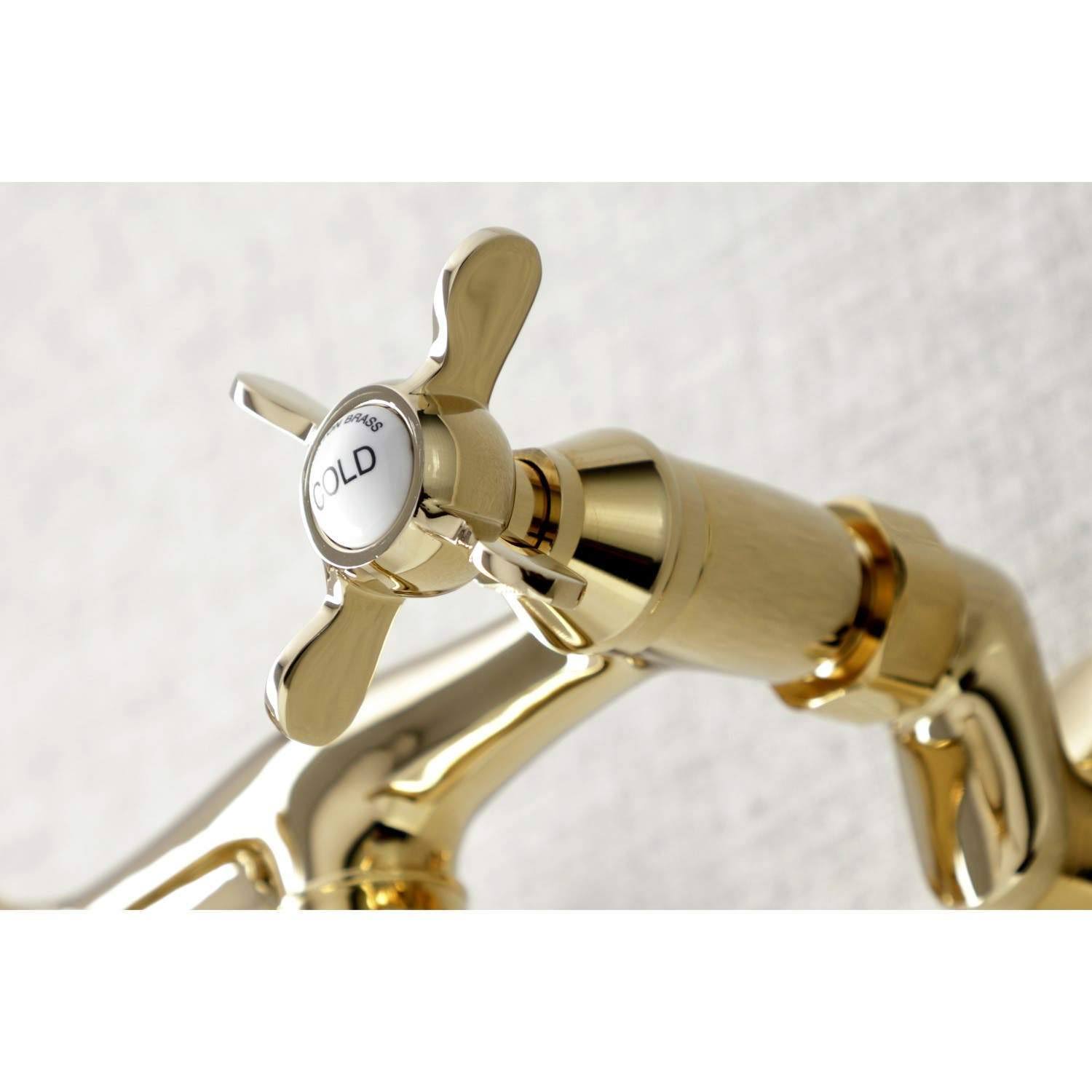 Polished Brass Adjustable Center Wall Mount Bathroom Faucet R68283