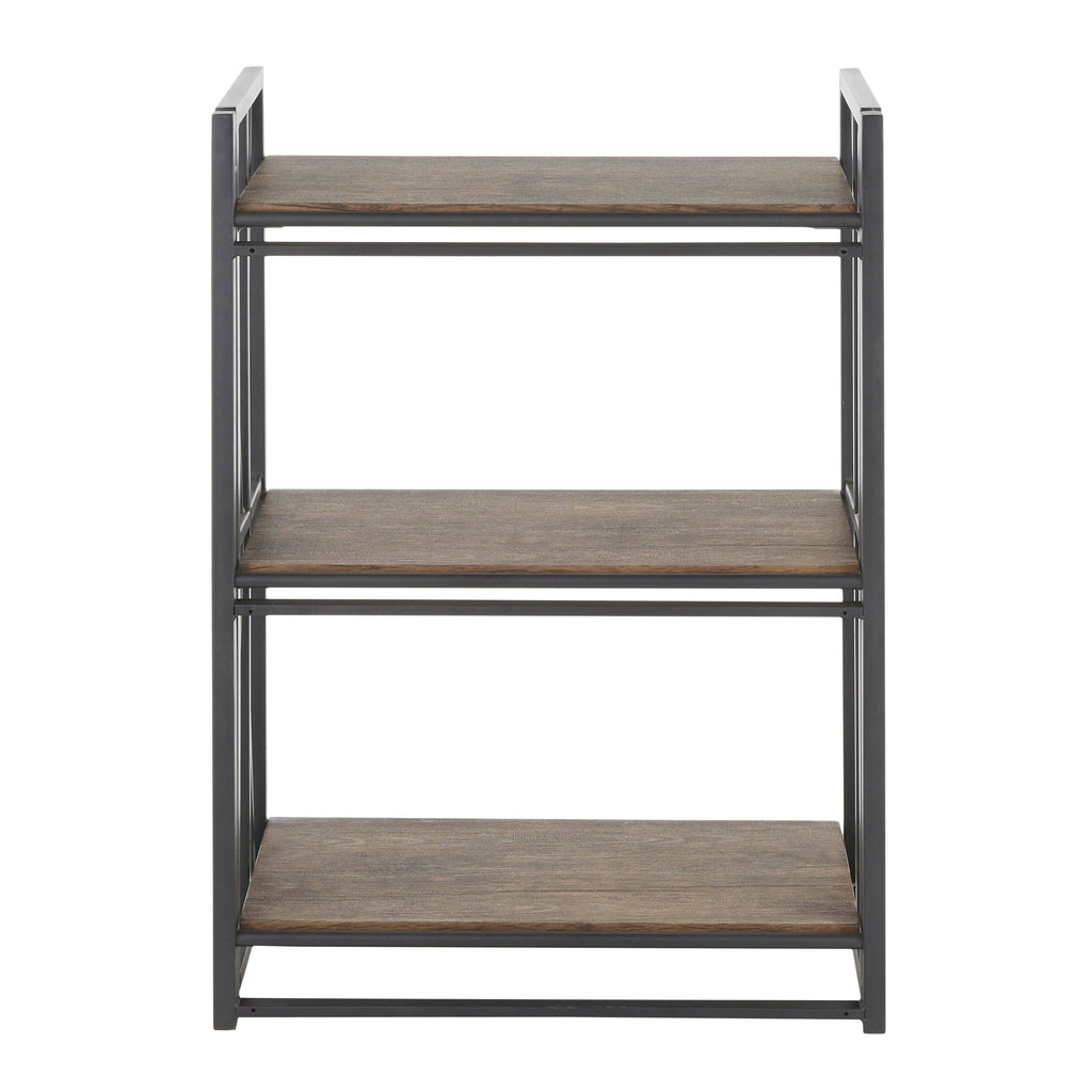 Brown Wood Black Metal Bookcase A980887