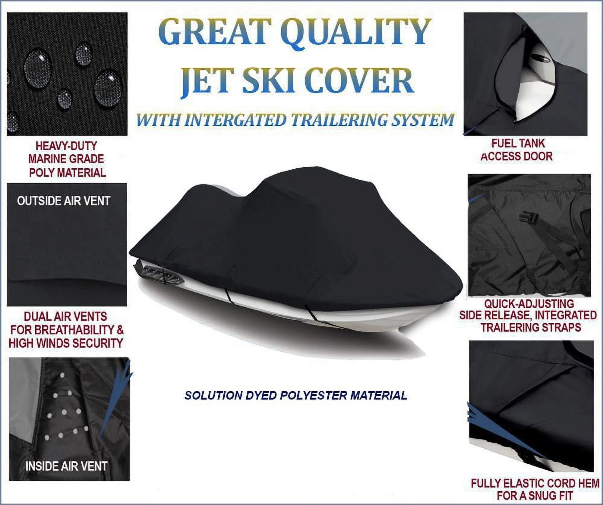 Black 600D Jet Ski Cover X42157