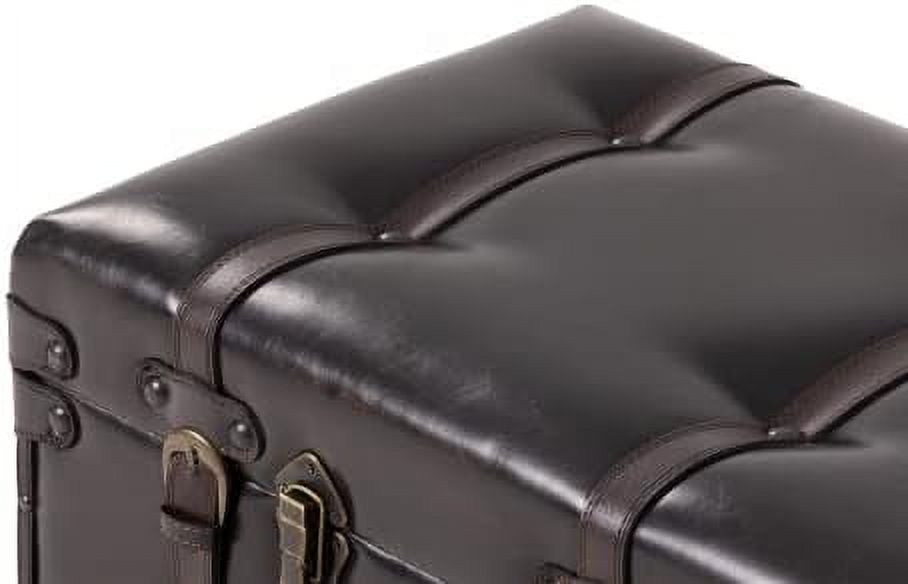 Vintage Faux Leather Ottoman Bench V73058
