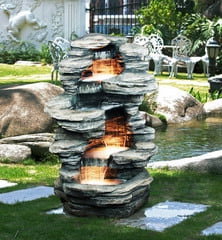 Four Level Indoor/Outdoor Rock Fountain With Halogen Light E138663