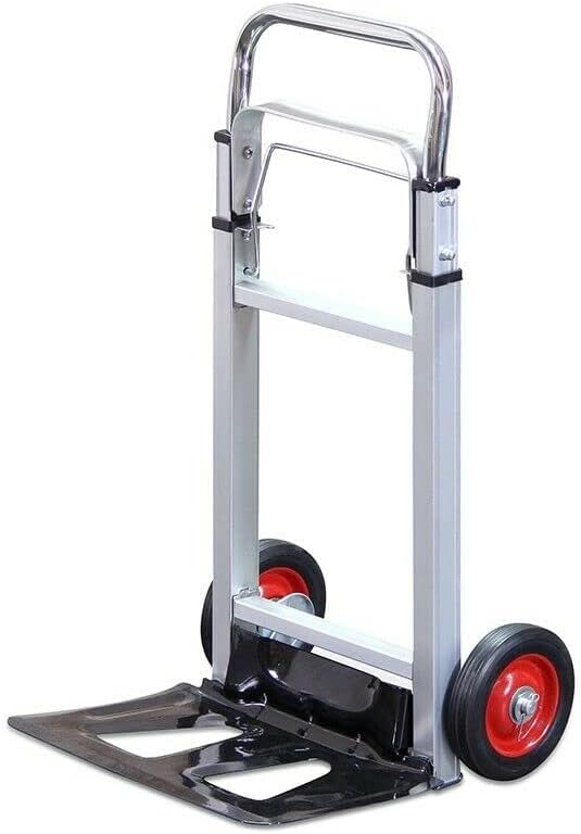Folding Aluminium Hand Trolley with Anti Puncture Tyres, 220LB Load Capacity, White S3741