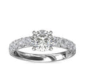 14K White Gold Solitaire Ring with Accents V536