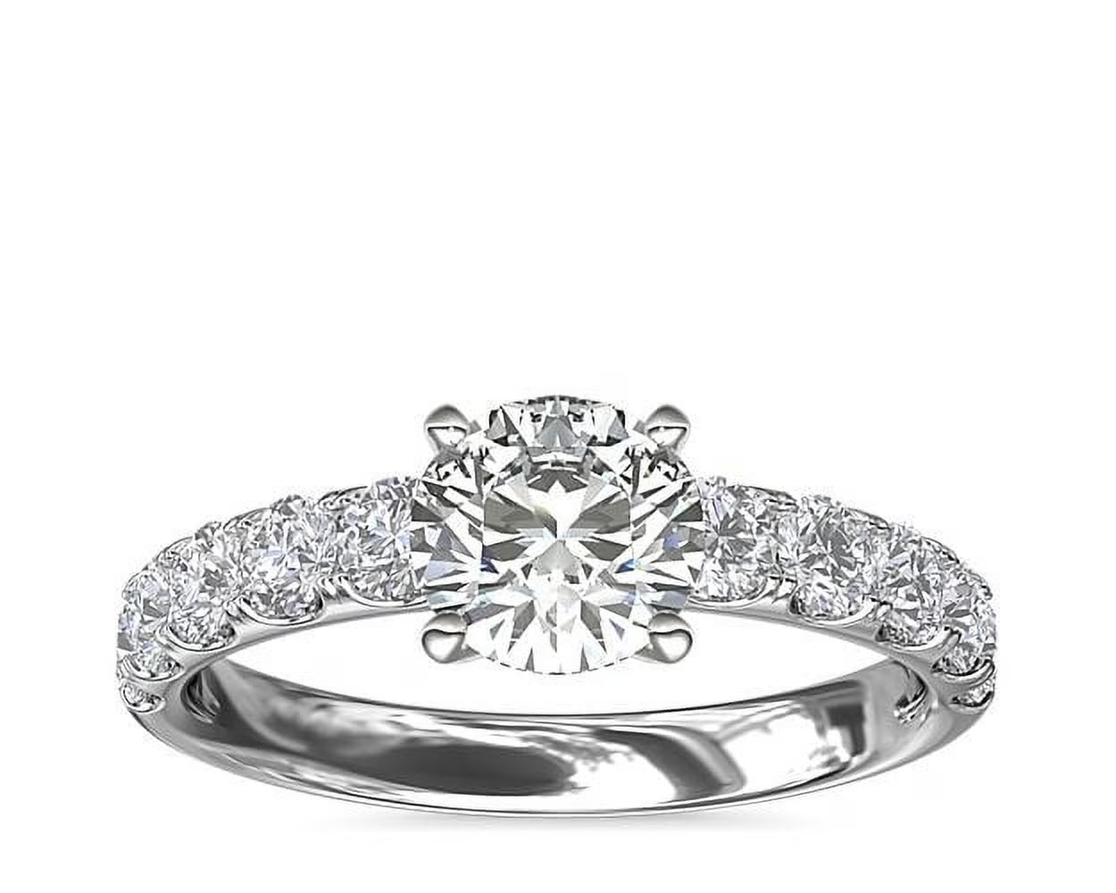 14K White Gold Solitaire Ring with Accents V536